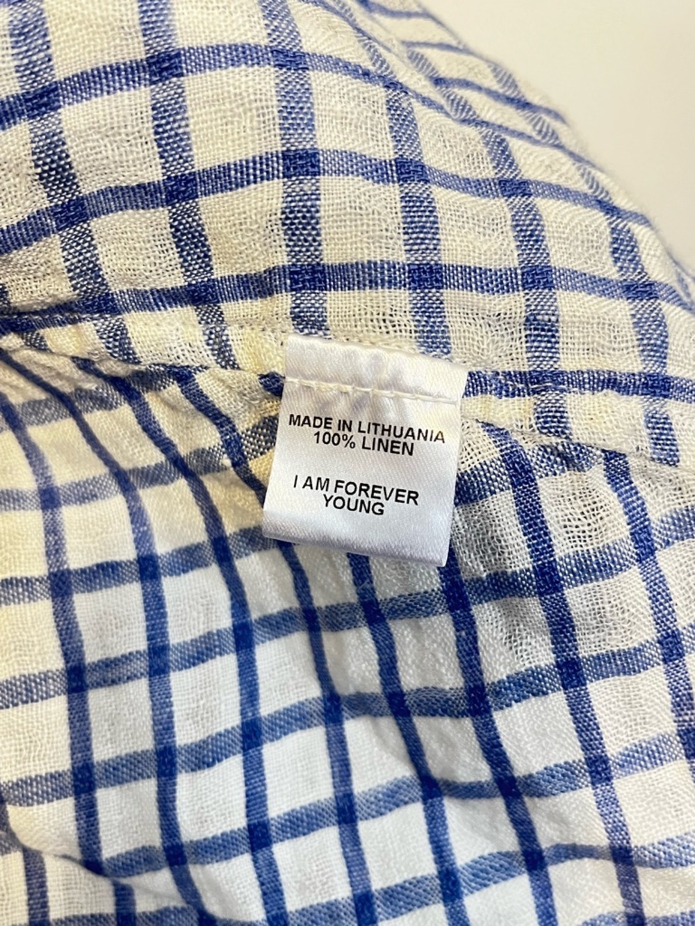 FLAX Linen Open Front Draped Cardigan Jacket Blue White Check Gauze Crop Petite - Picture 10 of 10